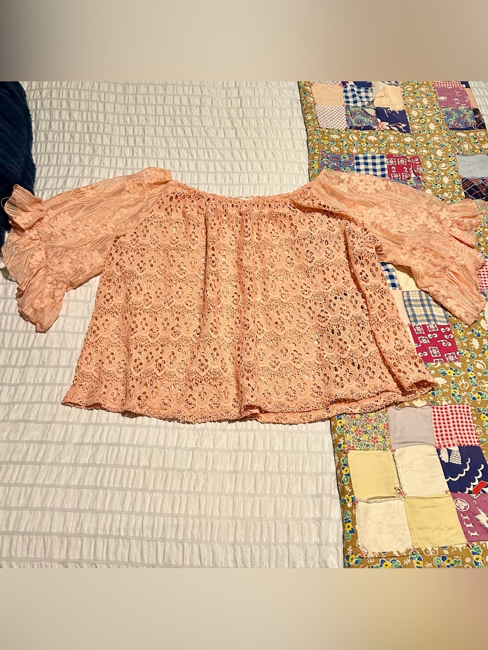 Cato Peach Lace Off-Shoulder Blouse